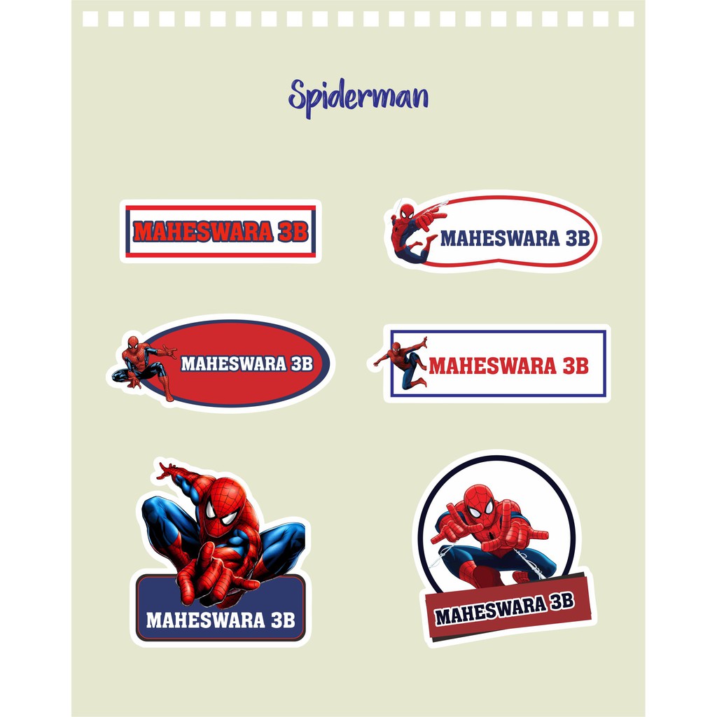 

192pcs Stiker Label Nama Kekinian Tahan Air & Anti Luntur untuk Umum Tema Spiderman