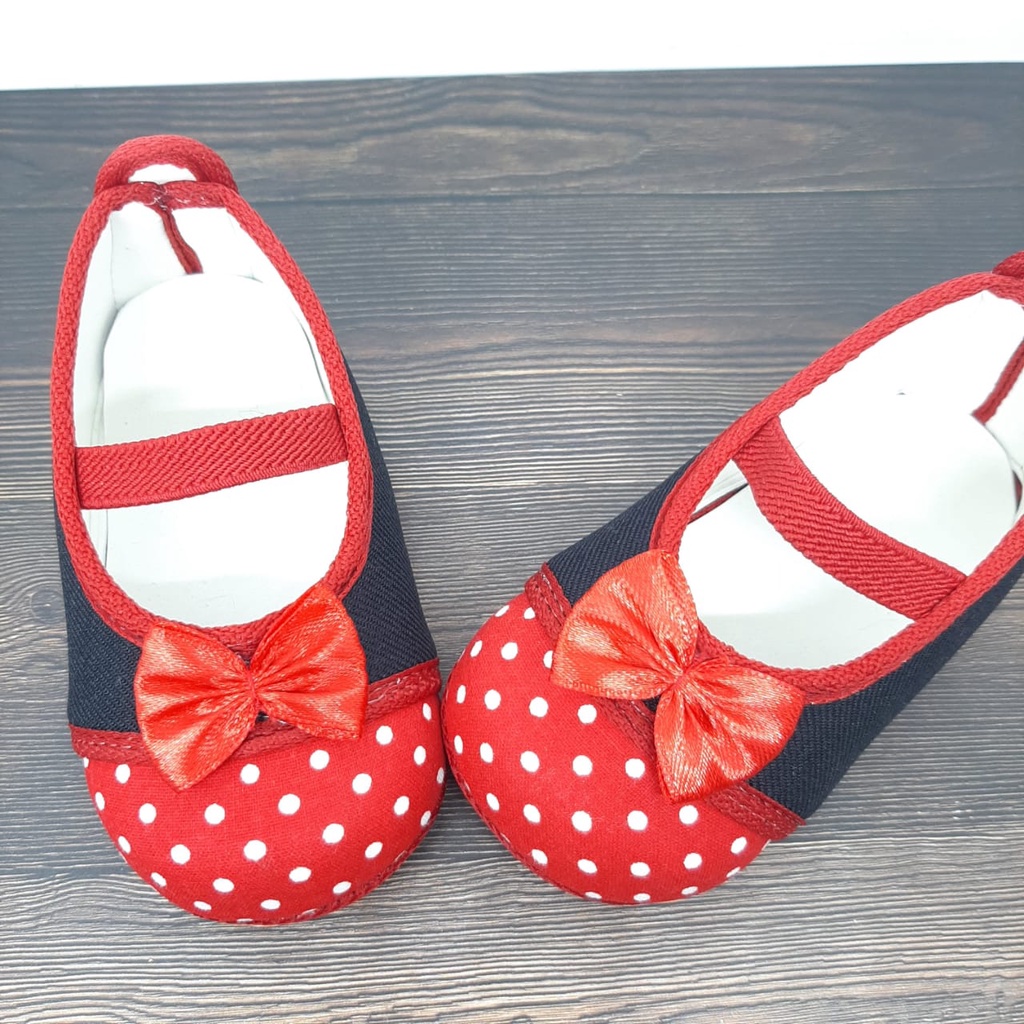 mandirishoestore-SEPATU PREWALKER MOTIF MERAH HITAM ANAK PEREMPUAN 0-12 BULAN APY06