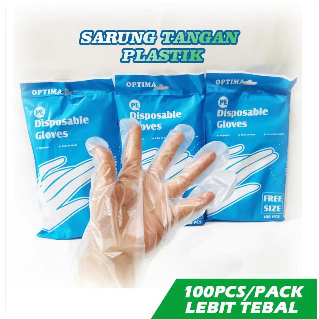 SARUNG TANGAN PLASTIK ISI 100PCS / 50 PASANG SEKALI PAKAI IMPORT MURAH