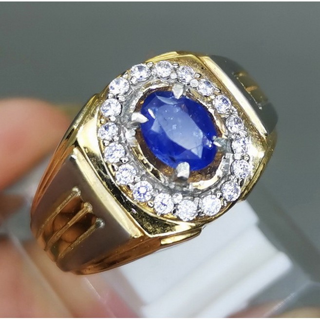 Batu Cincin Natural Blue Safir Srilangka Ceylon Asli