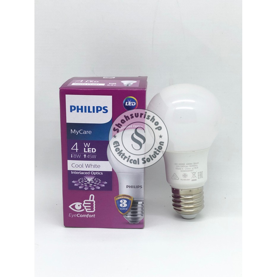 LAMPU LED PHILIPS 4W 4 W WATT 4000K NEUTRAL COOL WHITE