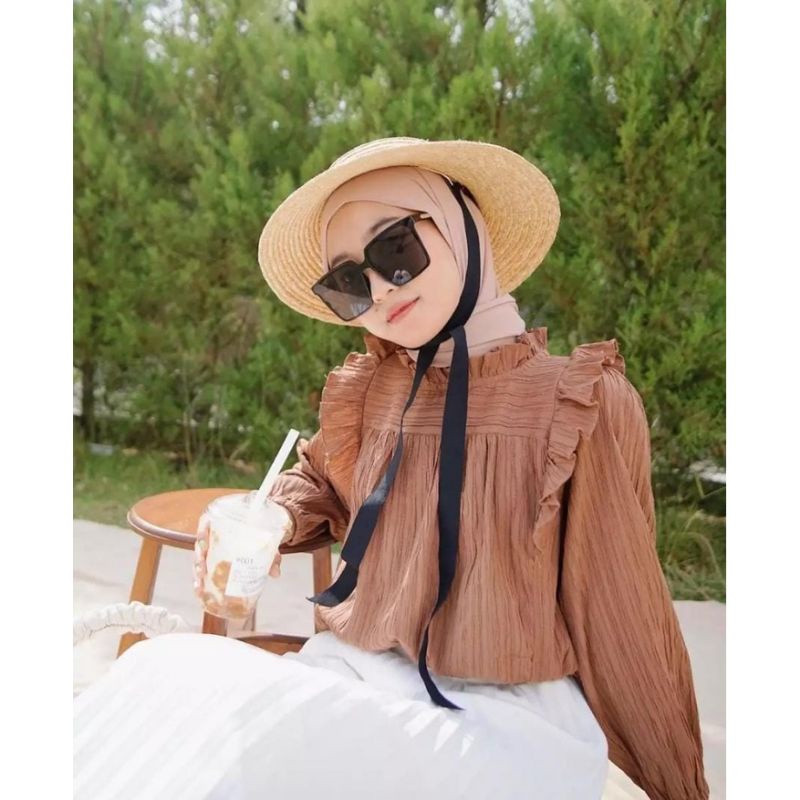 DAISY BLOUSE CRINKLE AIRFLOW/ BLOUSE ATASAN OOTD WANITA / BLOUSE WANITA KOREAN