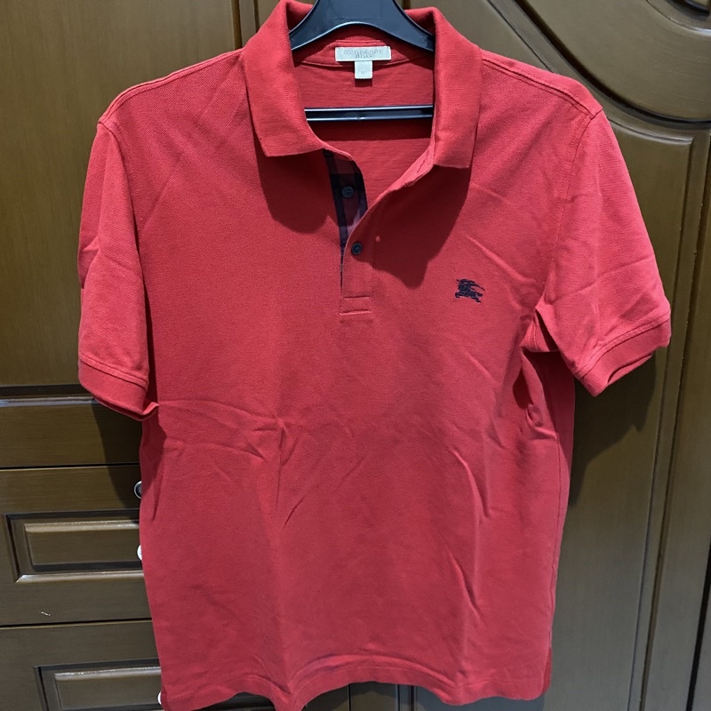 [Preloved] Burberry Kaos Polo Shirt Original Merah Ukuran M Laki Pria