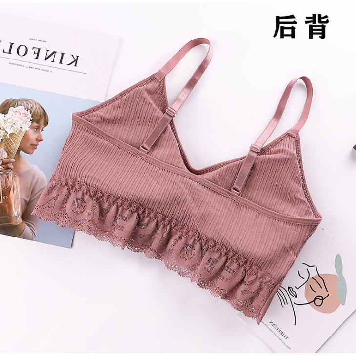 Gobra ♕ PW080 Bra Wanita Breathble Nyaman Aksen Renda Sexy Bahan Katun Korea Import COD