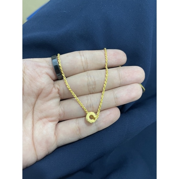 kalung inisial huruf c model tali korea emas asli kadar 875