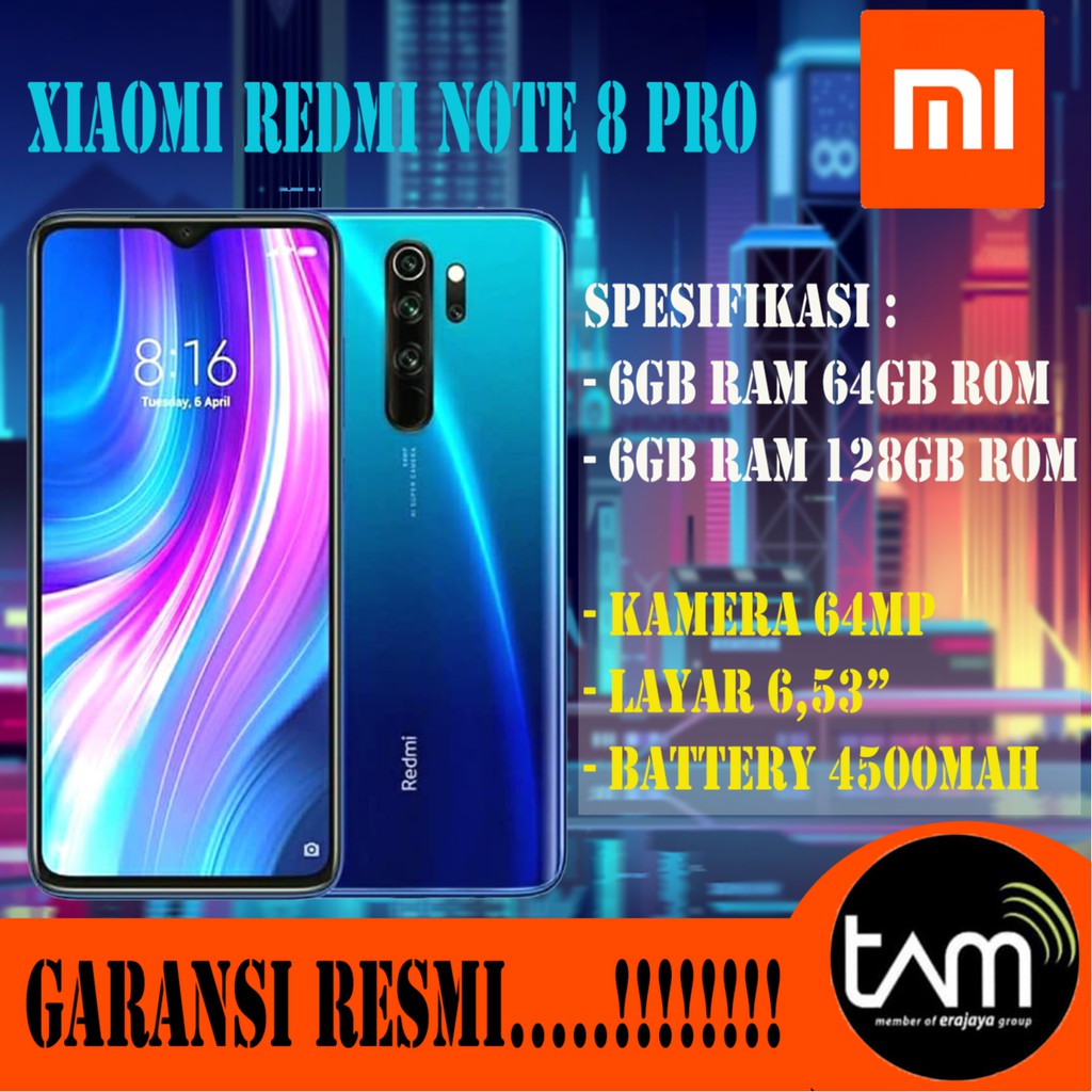 [GARANSI RESMI] XIAOMI REDMI NOTE 8 PRO - RAM 6GB (64GB