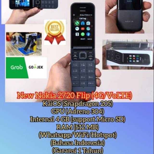 Nokia 2720 flip 4G original imei terdaftar bisa semua kartu