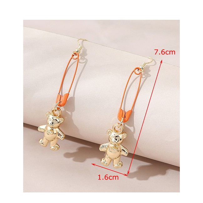 LRC Anting Gantung Fashion Gold Color Little Bear Pin Hit Color Alloy Y65448