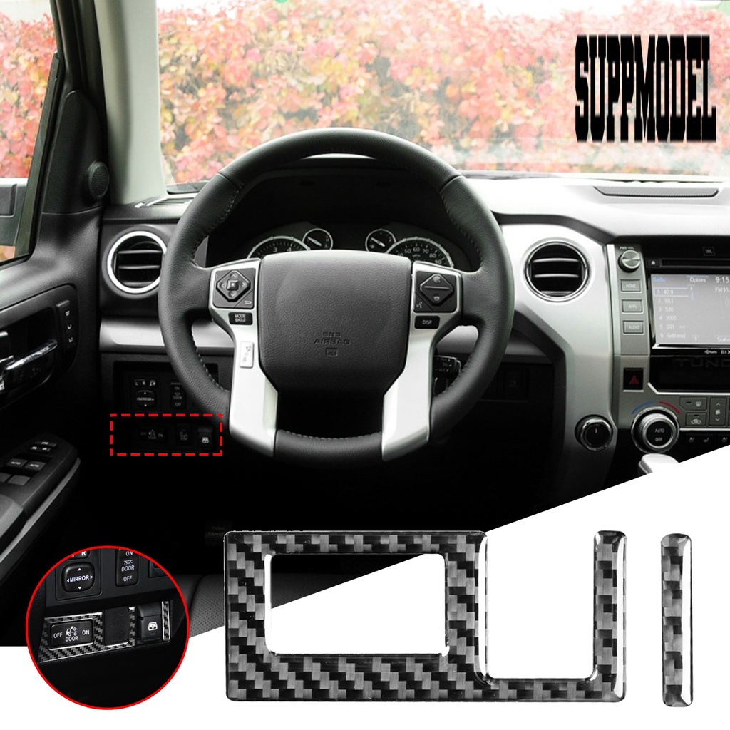 Suppmodelx 2Pcs Stiker Cover Panel Saklar Lampu Depan Mobil Bahan Carbon Fiber Untuk Toyota Tundra 2014-2018