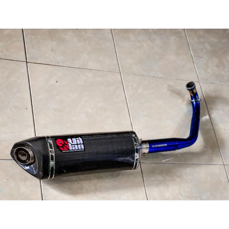KNALPOT VILLAN TYPE MV2 CARBON HEADER BLUE FULL SYSTEM XMAX
