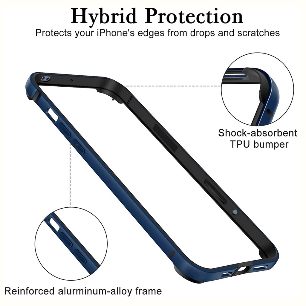 Bumper case Bahan Metal Shockproof Untuk iPhone 12 13 pro max mini iPhone 12 13