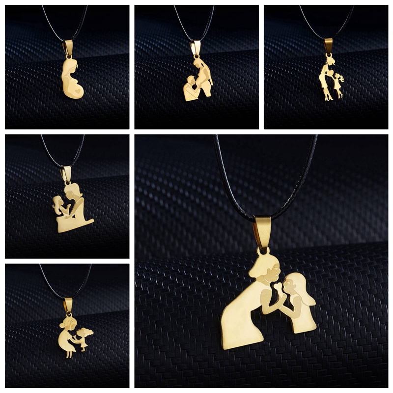 Kalung Rantai Dengan Liontin Bentuk Hati Motif Tulisan Mom / Daughter Untuk Hadiah Natal