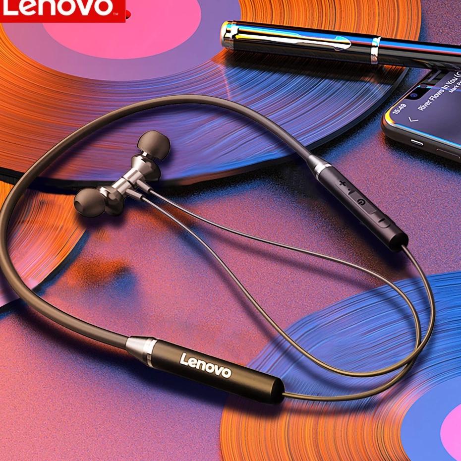 Siap Kirim.. Lenovo XE05 Neckband Sport Headset Bluetooth Bass Stereo Mic IPX5 Waterproof Headphone