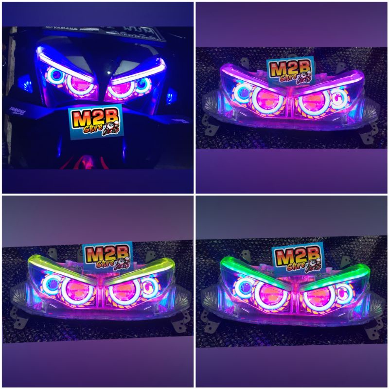 Headlamp 1 set Reflektor Alis 1 set Reflektor Alis remote + sein Running Projie 4 jauh dekat Dim Aer