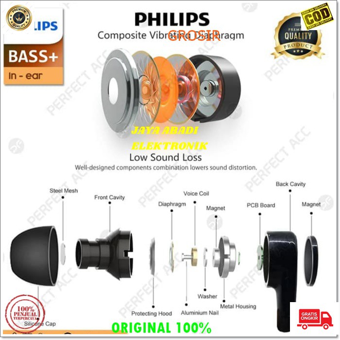 J178 ORIGINAL PHILIPS HEADSET HANDSFREE STEREO SUPER BASS HEADSET HANDSFREE HEADPHONE EARPHONE MUSIC VOKAL AUDIO SOUND EARPOD IN EAR KARET MAGNET KARAOKE MEGA BAS J179  HP stereo dobel bass double bas handsfree nelpon super non earpod hf mic cable kabel