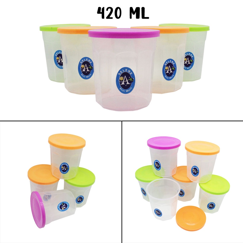 Toples Plastik Selena 12 Pcs / Tempat Penyimpanan 420 ml Bron