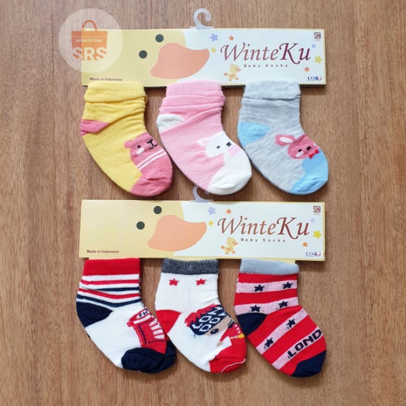 3 Pasang Kaos Kaki Bayi 0-6 Bulan Baby Sock Kaos Kaki Baby Anti Alergi SNI WINTEKU | FLOWERS