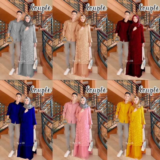 PRODUK READY... COUPLE GAMIS BROKAT BAJU BATIK COUPLE ESTIKA COUPLE GAMIS MUSLIMAH MURAH