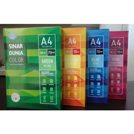 

KERTAS / PAPER HVS SINAR DUNIA A4 70GR WARNA