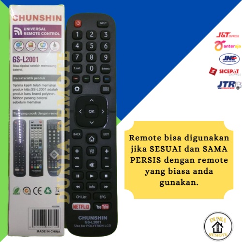 Remot Remote TV HISENSE Smart TV LED LCD GS L2001 tanpa setting