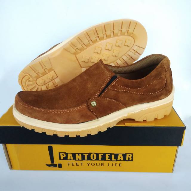 Sepatu pantofel kulit tanpa tali pria trendy