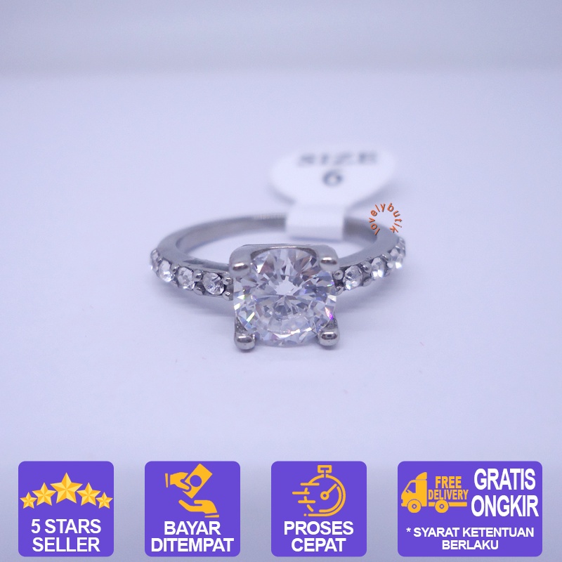 Lovelybutik - Cincin Titanium Wanita Anti Karat Sakura Anti Hitam BONUS KOTAK PERHIASAN