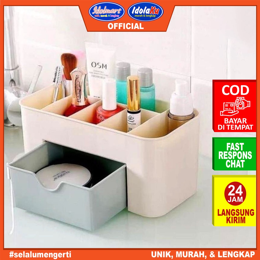 IDOLAKU Rak Kosmetik Mini / Laci Kosmetik Plastik Multifungsi / Organizer Kosmetik