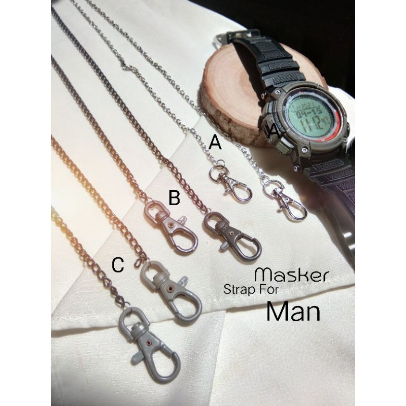 STRAP MASKER RANTAI PRIA WANITA HITAM GAYA KOREA TALI KAIT MASKER PRIA