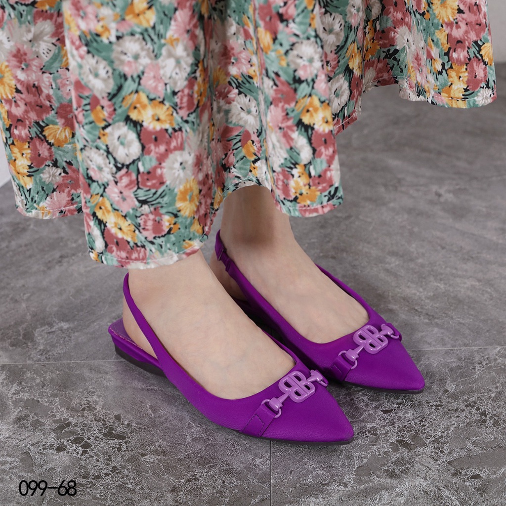 Satin B-Logo Flat Shoes 099-68