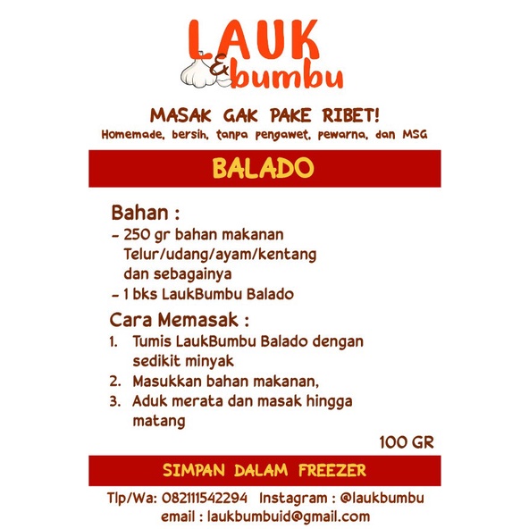 

BUMBU Balado Siap Pakai Masak [100gr]