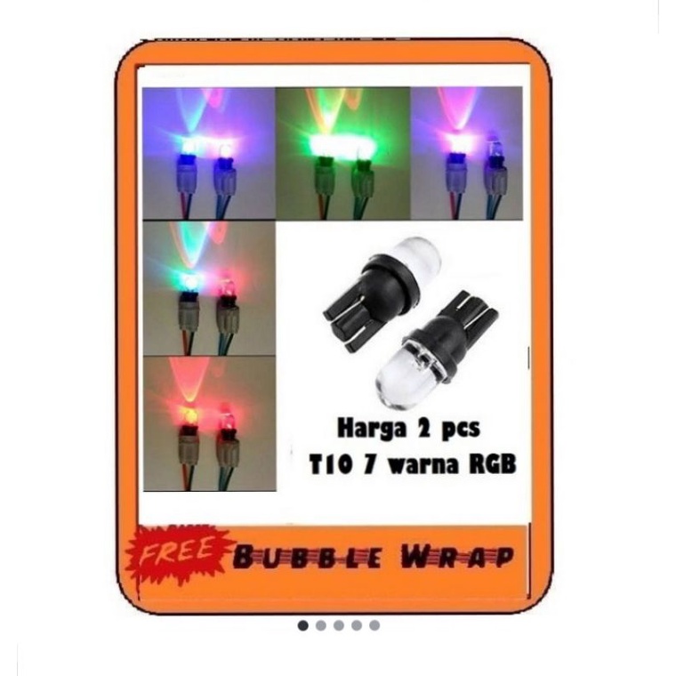 Lampu sein led senja T10 Rgb pelangi 7 warna warni/U mobil motor 12volt
