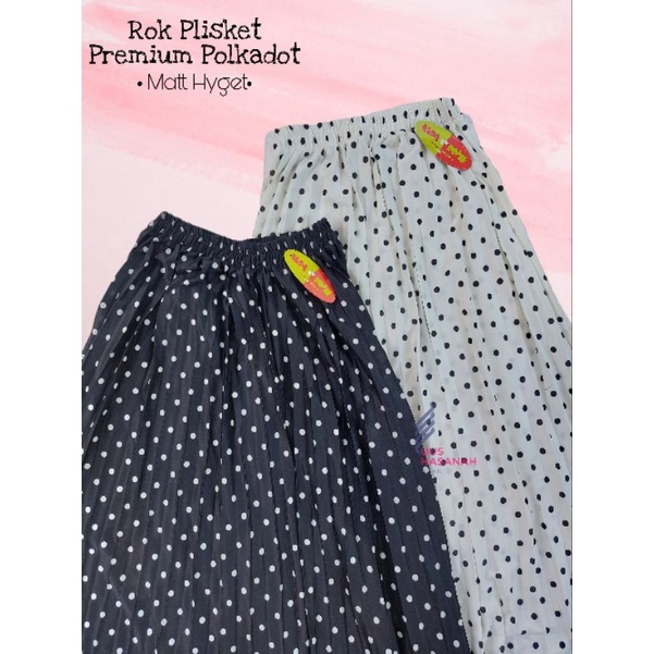 ROK PLISKET PREMIUM POLKADOT ••rok prium plisket ••rok lipatan polkadot ••rok plisket hyget premium