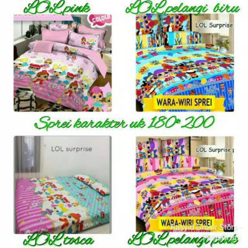 Sprei karakter 180x200 kasur no 1 dan 120x200 kasur no 3