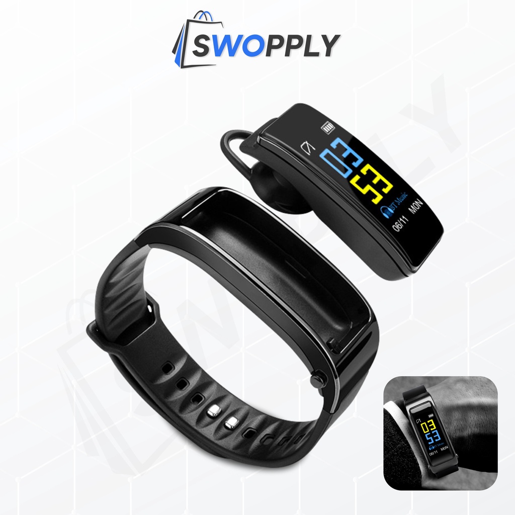 Swopply J181 Jam Tangan Bluetooth Smartwatch Band Earphone Multifungsi