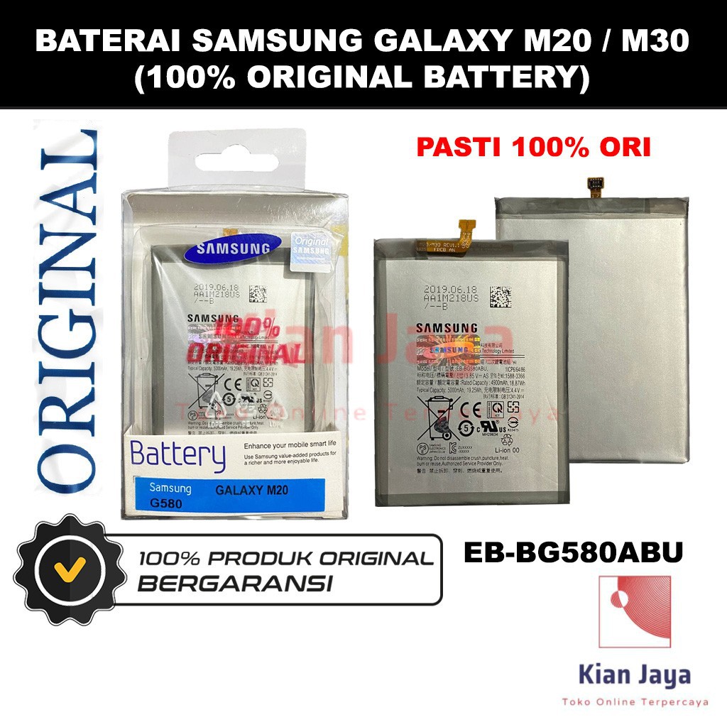 [Garansi 100% Ori] Baterai Samsung Galaxy M20 / M30 / EB-BG580ABU Batre Battery Hp G580 Original