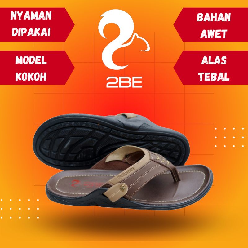 Sandal Kulit Pria 2BE 01 Original Original Sandal Jepit Kasual