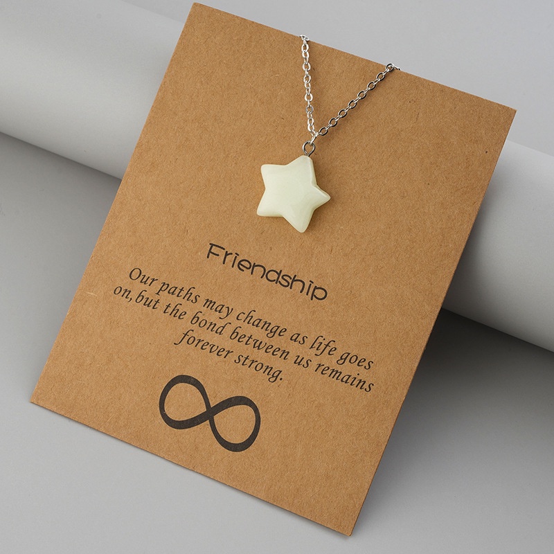 Kalung Rantai Liontin Bintang Hati luminous Warna silver Untuk Pria Dan Wanita
