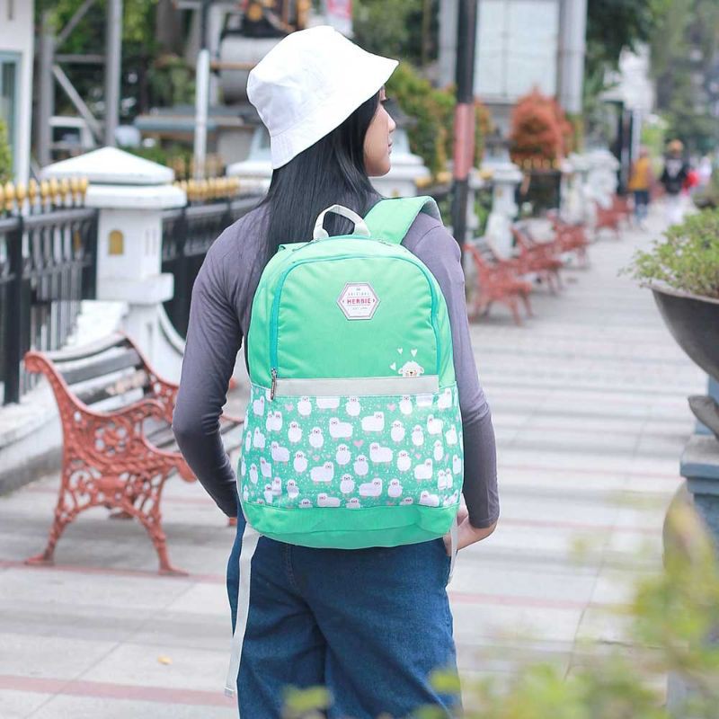 Herbie - Tas Backpack Wanita Terbaru | Tas Ransel Punggung Cantik | Tas Casual Sekolah Kuliah Cewek Bahan Cordura Premium