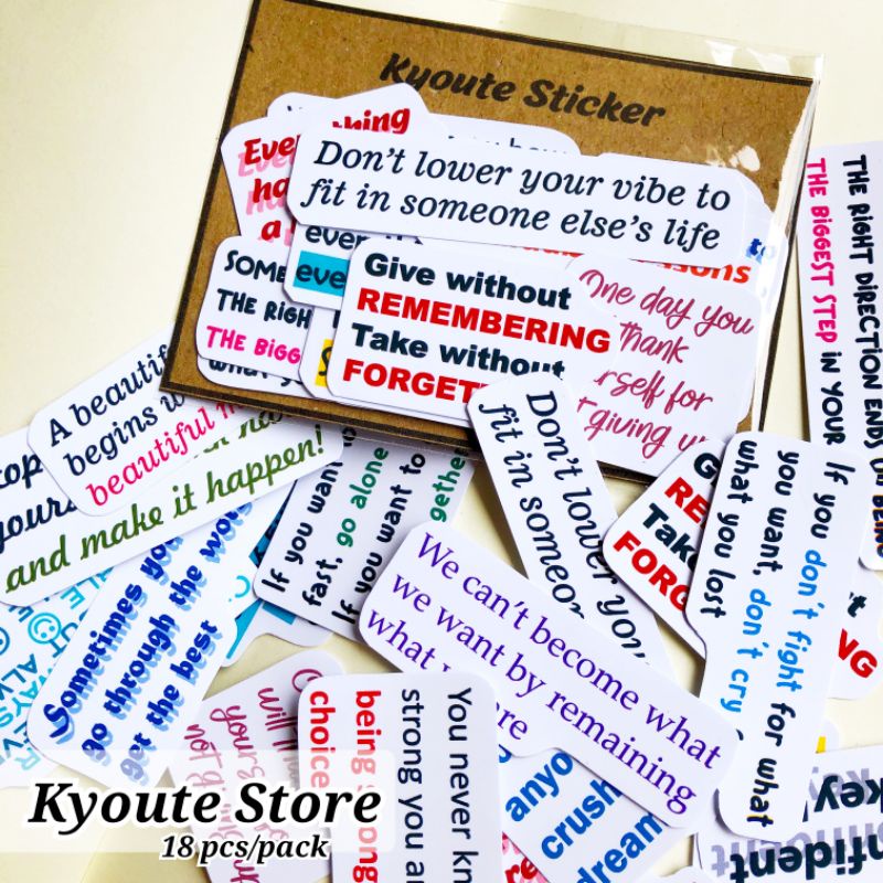 

Kyoute 18 pcs Sticker Self-Motivation Quotes English Versi 2 Journal Scrapbook DIY Diary