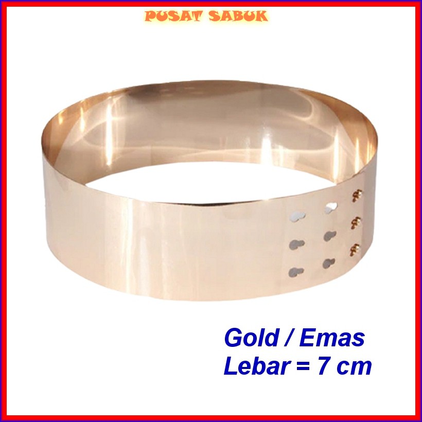 Belt Plat Gesper Ikat Pinggang Emas Fashion korea Wanita Cewek Obi Sabuk GOLD Besi Bulat Kekinian cm