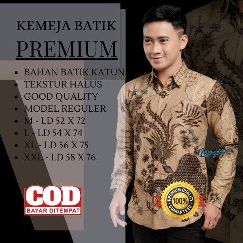 ARTONESIA KEMEJA BATIK PRIA LENGAN PANJANG BERKUALITAS M L XL XXL REGULER MOTIF SEKARJAGAD