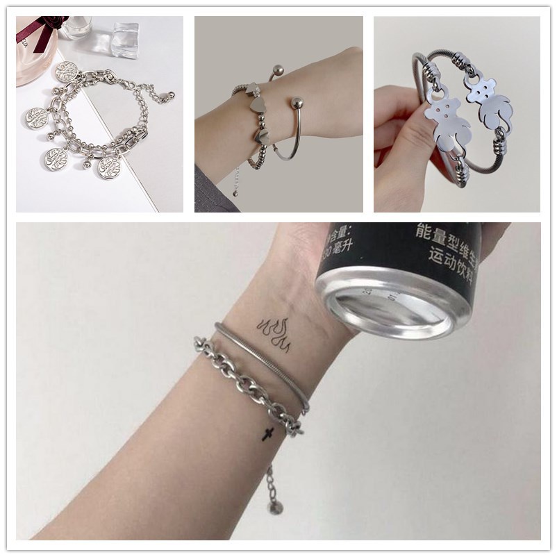 Titanium steel gelang pasangan Street in mahasiswa fashion merek ekspresi wajah tas Smiley hip hop d