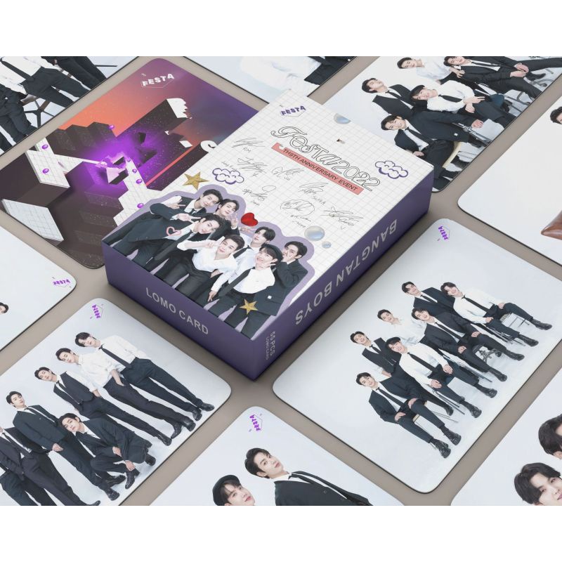 55pcs / set Kartu Foto Lomo BTS Festa 2022 8th Bangtan Boys Jin J-Hope SUGA JiMin Jung Kook V