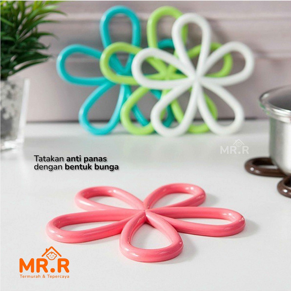 Tatakan Alas Panci Piring Gelas Mangkok Wajan Anti Tahan Panas Silikon Hot Pad Non Slip Mat Flower