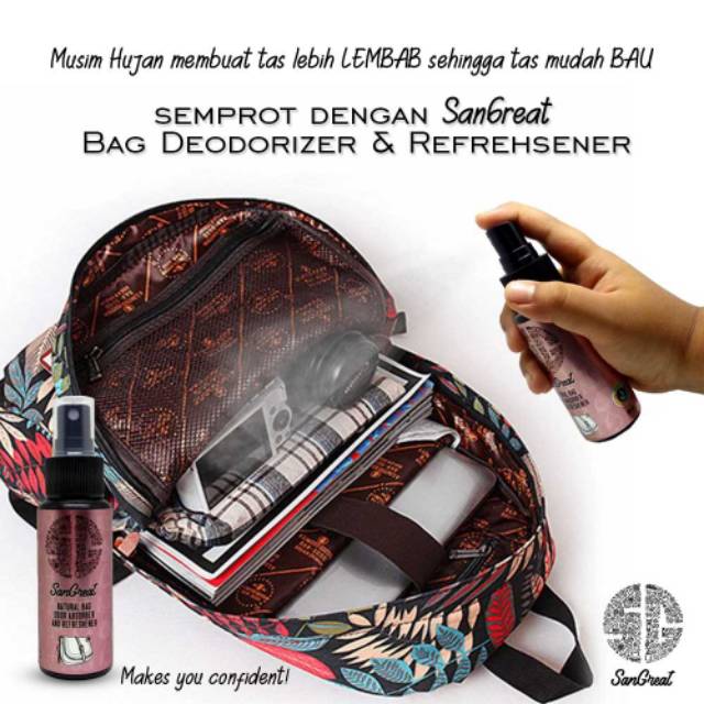 Paket bag cleaner dan bag deodorizer, pembersih tas dan penghilang bau tas, pewangi tas