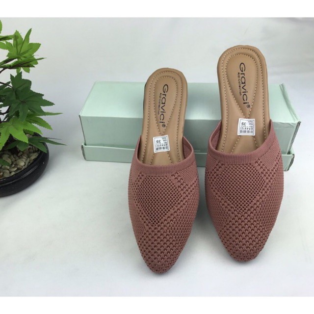 Sandal Flat Wanita Anti Slip Bahan Rajut Import SF-67 GRAVICI