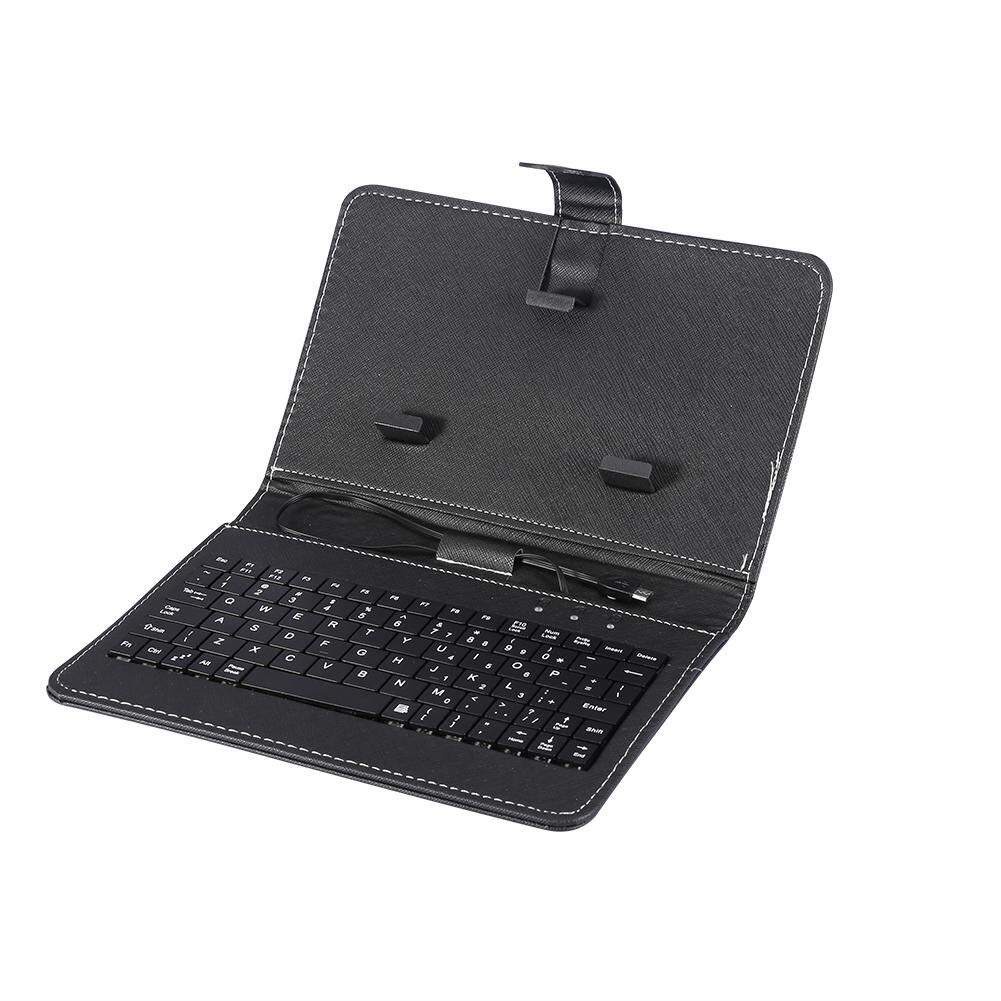 Keyboard Ponsel dengan Casing Pelindung untuk Fungsi OTG Casing Kulit PU Berkabel USB Keyboard Stand Holder Penutup Pelindung Ponsel untuk Android