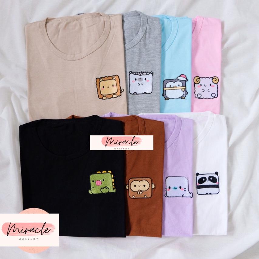 Kaos Wanita Premium / Tshirt Oversize Wanita CUTE SQUARE (BORDIR) / Kaos Korea