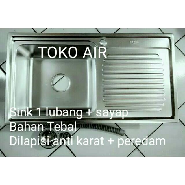 Sink Asics uk 83 x 44 x20 / Bak cuci piring  1 lubang+ sayap bahan stainless tebal