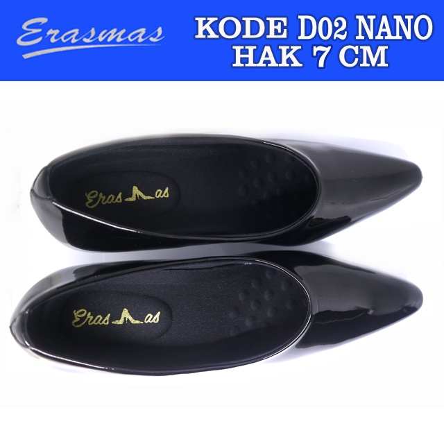 Sepatu PANTOFEL FORMAL KERJA DINAS D02 ERASMAS Hak Runcing 7 Cm